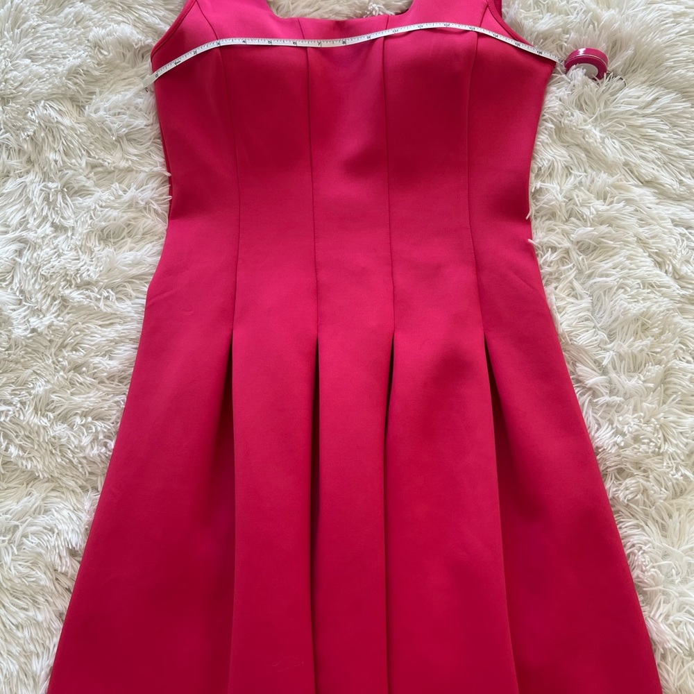 Boston Proper pink scuba fit and flare forget me knot dress - Picture 10 of 12